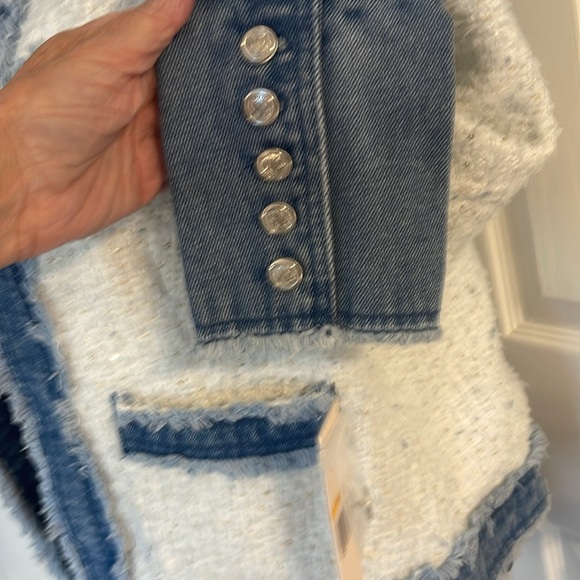 NWT Nanette  Lepore white tweed/denim jacket Sz S - Picture 3 of 14